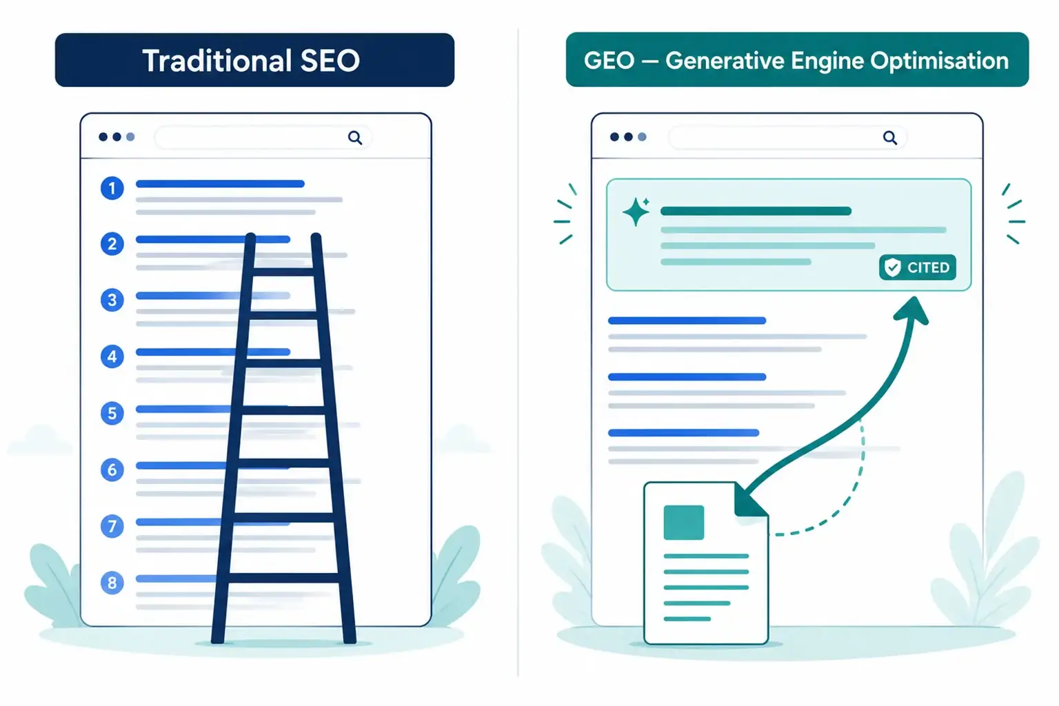 Difference between traditional SEO and GEO