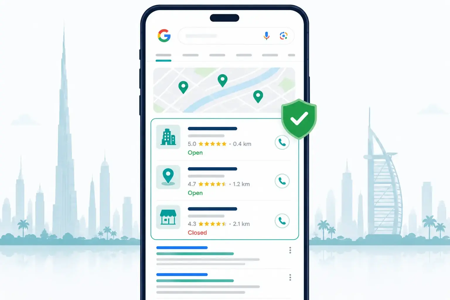 Google local pack results on mobile